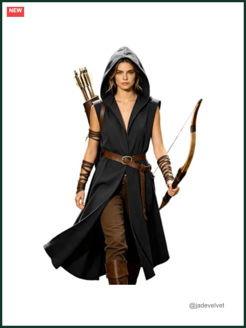 Medieval Hooded Sleeveless Surcoat for Women Assassin Cloak